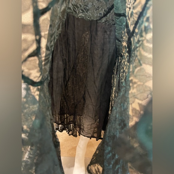 VTG  Y2K JASMINE BY KVM  Black Lace sheer Gothic Maxi Dress Beaded Trim Flapper - Picture 15 of 17